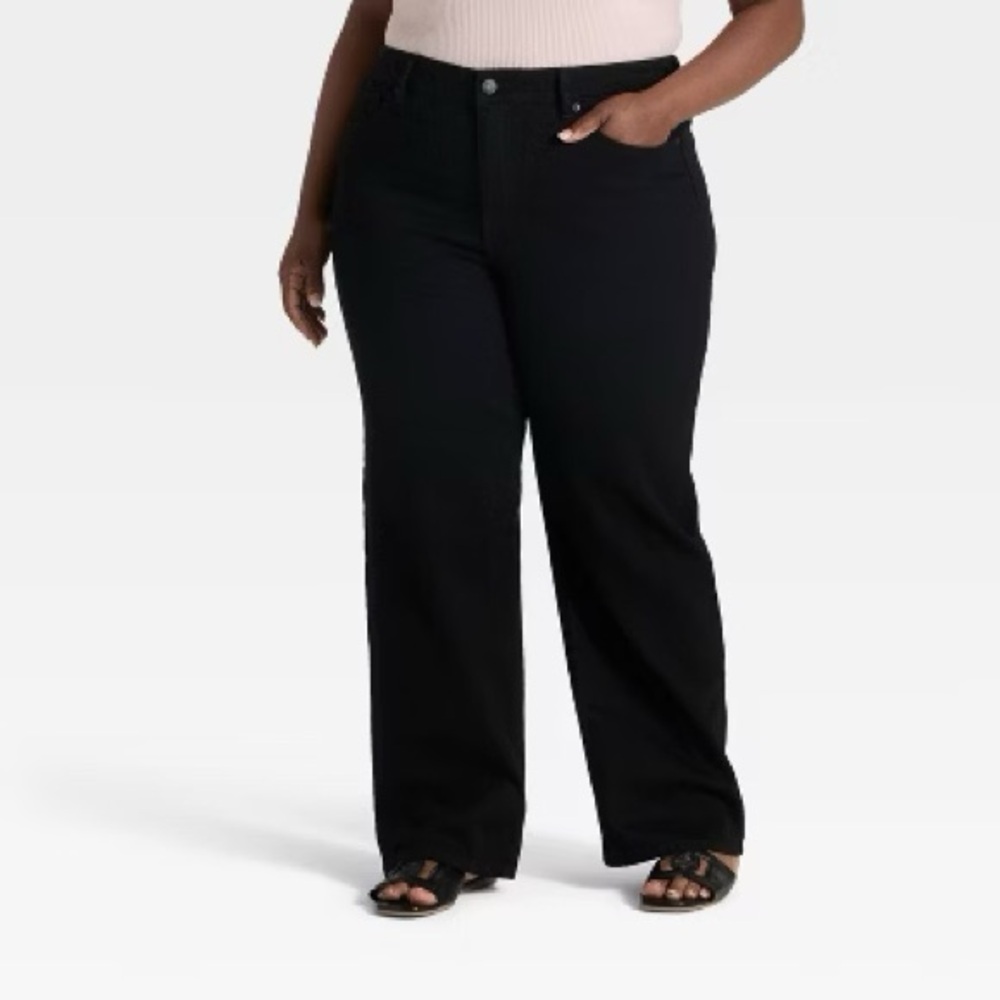 Black wideleg pants no gap waistband work pants/ dress pants